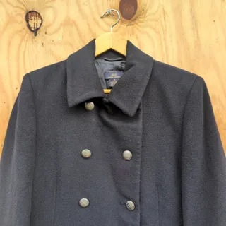 Photo of 346 Brooks Brothers Wool Cashmere Double Breasted Officer Navy Coat Women's 10