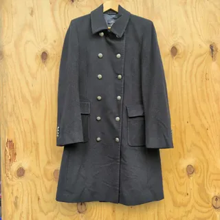 Photo of 346 Brooks Brothers Wool Cashmere Double Breasted Officer Navy Coat Women's 10