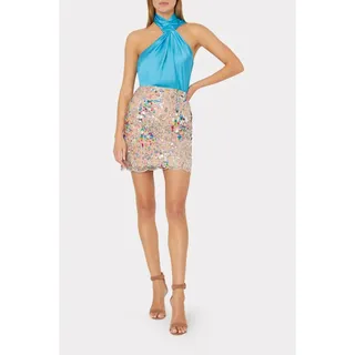 Photo of MILLY Jen Satin Halter Top in Sky Blue Medium M NWT Luxe Resort Neo Minimalism