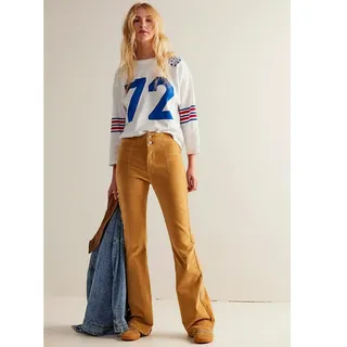 Photo of New FREE PEOPLE We The Free Jayde Cord Flare Jeans $98 SIZE 30 Spruce Yellow