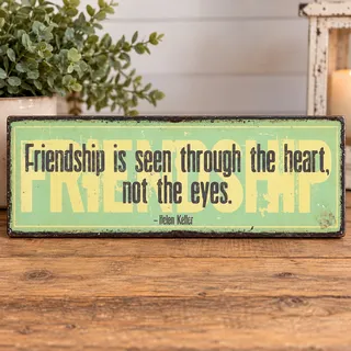 Photo of Vintage Metal Friendship Quote Sign 15” x 5” – Rustic Farmhouse Wall Decor