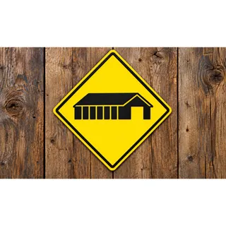Photo of Covered Bridge Warning Road Sign Safety Sign Historic Crossing 