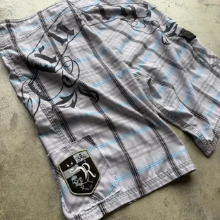 Photo of Vintage Y2K Rusty Plaid Board Shorts Patch Cargo Men’s Size 32
