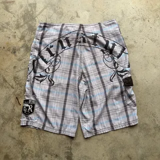 Photo of Vintage Y2K Rusty Plaid Board Shorts Patch Cargo Men’s Size 32