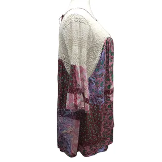 Photo of Umgee Plus 2XL Boho Paisley Floral Tunic Dress Crochet Bell Sleeve Cottagecore