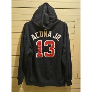 Photo of MLB Genuine Merchandise Atlanta Braves Hoodie Men's XL Acuna Jr 13 Navy Full Zip