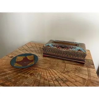 Photo of Vintage Boho Bollywood Mosaic Painted Wooden Tissue Box 