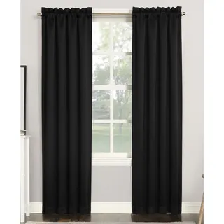 Photo of Sun Zero Nolan Blackout Rod Pocket Curtain Panel 40x63 Black Energy Saving
