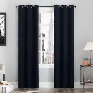 Photo of Sun Zero Cyrus Thermal 100% Blackout Grommet 40x84 Navy Blue Single Panel