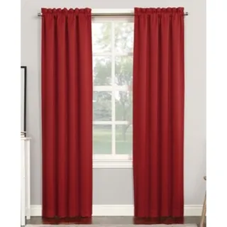 Photo of Sun Zero Nolan 40x84 Bright Red Blackout Rod Pocket Curtain Panel Thermal Single