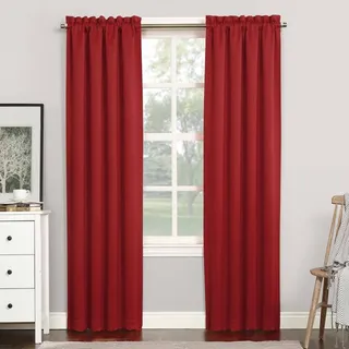 Photo of Sun Zero Nolan 40x84 Bright Red Blackout Rod Pocket Curtain Panel Thermal Single