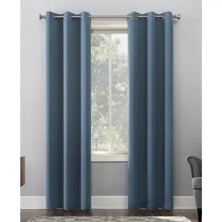 Photo of Sun Zero Nolan Blackout Grommet Curtain Panel 40x84 Denim Blue Thermal Single