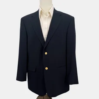 Photo of Deanstate Tailors Row Men's 44R Navy Wool Blazer – Gold Crest Buttons