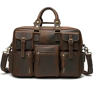 Photo of Mens Genuine Leather Briefcase 15" Laptop Messenger Bag Dark Brown New/OB