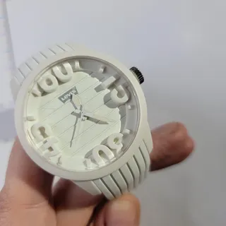 Photo of Vintage Levi's LT10807 Mens Watch White Dial 45mm White Case Silicone Quartz
