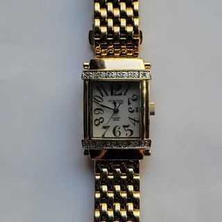 Photo of Vintage Anne Klein Womens Watch Gold Case Gold Bracelet Diamond Dial Quartz