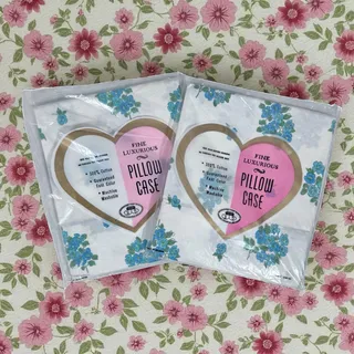 Photo of Jaybee New in Package Set of 2 VTG 100% Cotton White Blue Floral Pillowcases