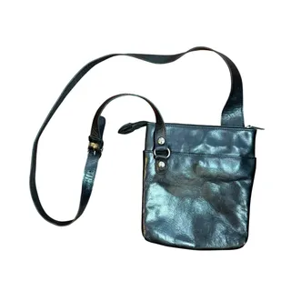 Photo of Patricia Nash Black Leather 9.5" x 8.5" Crossbody Bag Purse Minimalist Essential