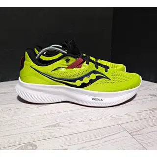 Photo of Saucony Ride 15 Acid Lime Spice Men's size 9.5 PWRRUN Running Shoes EUC