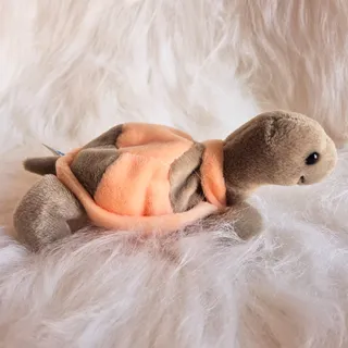 Photo of Vintage Great American Fun Turtle Plush Stuffed Animal Peach Shell Bean Bag Toy