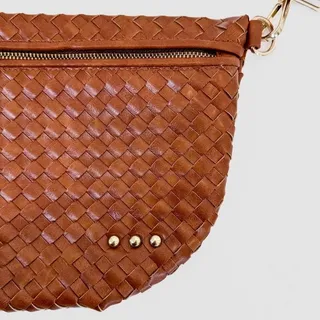 Photo of Camel Brown Woven Crossbody Belt Bag