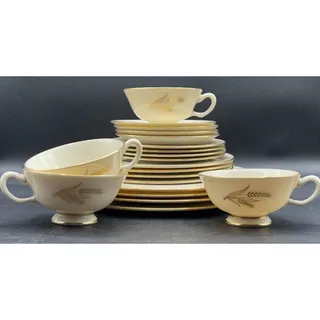 Photo of Vintage Lenox Harvest 20 Piece Place Setting 24K Gold Wheat Pattern USA R‑441