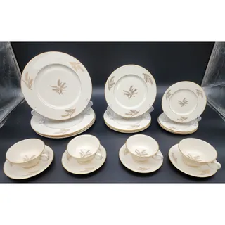 Photo of Vintage Lenox Harvest 20 Piece Place Setting 24K Gold Wheat Pattern USA R‑441