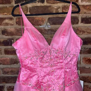 Photo of Lara Design FLAWED NWT Vintage Y2k Hot Pink Beaded Tulle Gown Dress Size 6
