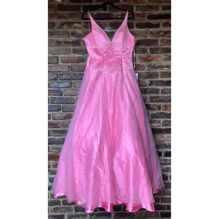 Photo of Lara Design FLAWED NWT Vintage Y2k Hot Pink Beaded Tulle Gown Dress Size 6