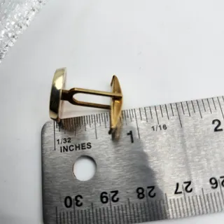 Photo of Vintage Solid 14K Yellow Gold Round Disc Cufflinks Hollow 8.0g Classic Formal