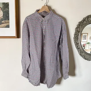 Photo of Polo Ralph Lauren Men's 2XLT Tall Maroon & Blue 100% Cotton L/S Plaid Shirt