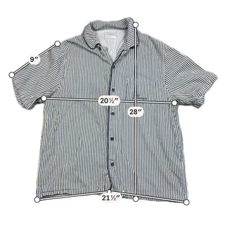 Photo of PacSun Shirt Mens Medium Blue Cream Striped Rayon Blend Short Sleeve Button Up