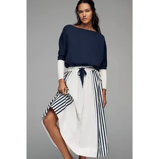 Photo of New Anthropologie Daily Practice Twofer Long-Sleeve Maxi Dress $148 MEDIUM Navy