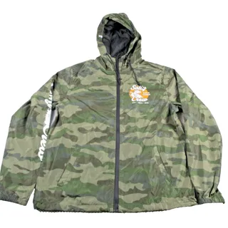 Photo of Salty Crew Jacket Mens Medium Green Camo Hooded Full Zip Windbreaker Fishing
