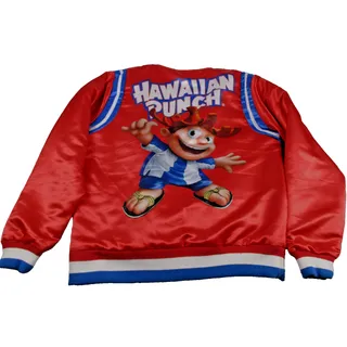 Photo of DeKRYPTIC Jacket Mens Large Red Hawaiian Punch Satin Varsity Bomber Graphic NWT