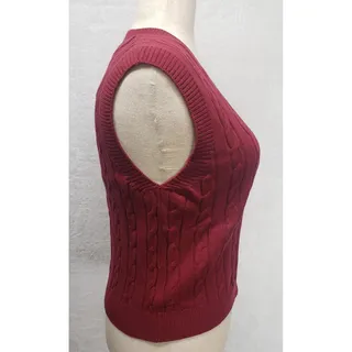 Photo of Elesol Burgundy Cable Knit Sweater Vest XL Pullover Academia Indie Grunge 