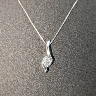 Photo of Sirena Collection 14K White Gold 1/4 ct Diamond Solitaire Pendant 19" Necklace