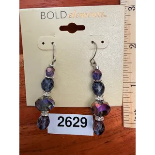 Photo of Bold Elements Silver Tone Crystal Hook Dangle Earrings