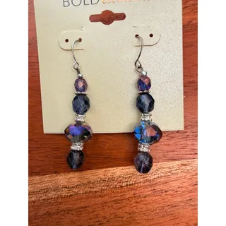 Photo of Bold Elements Silver Tone Crystal Hook Dangle Earrings