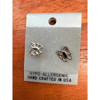 Photo of New Silver Tone Butterfly Earrings Hypoallergenic Made in USA