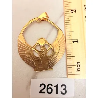 Photo of Vintage Gold Tone Egyptian Style Winged Figure Pendant