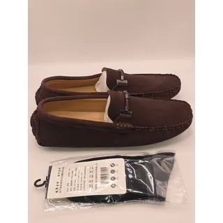 Photo of Men's Brown Suede Driving Loafers Size 9.5 Moc Toe Slip On Shoes New