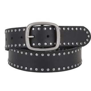 Photo of Stud-Lined Genuine Leather Belt | Grunge & Punk Edge Med