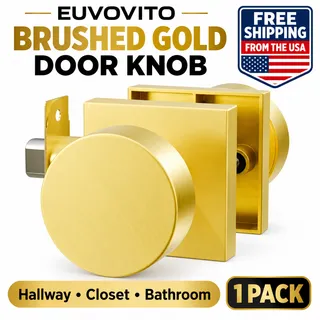 Photo of Gold Door Knob for Hallway, Closet and Bathroom Brushed Gold (1 Pack) Euvovito