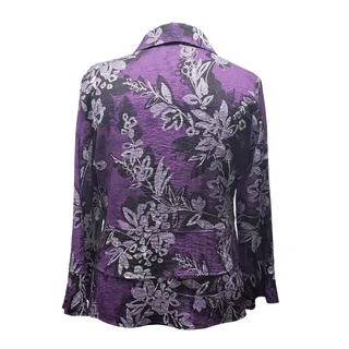Photo of Habitat Purple Floral Blouse Sz M Ruffles Double Peplum Cottagecore Romantic Top