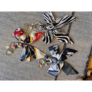 Photo of 3 Satin Bow Bag Charms Floral Purse Charm Zebra Colorful Bow