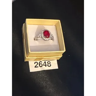 Photo of NIB Red Faux Stone Silver Tone Ring Size 8.5