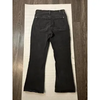 Photo of Seven For All Mankind Black Denim Cropped Flare Hi-Waist Jean 29 Preppy Casual
