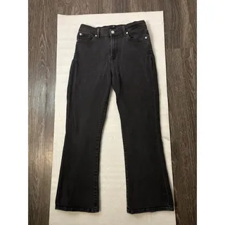 Photo of Seven For All Mankind Black Denim Cropped Flare Hi-Waist Jean 29 Preppy Casual