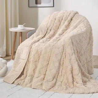 Photo of King Size Weighted Blankets for Adults 15 lbs., Beige, 80 x 87 inches